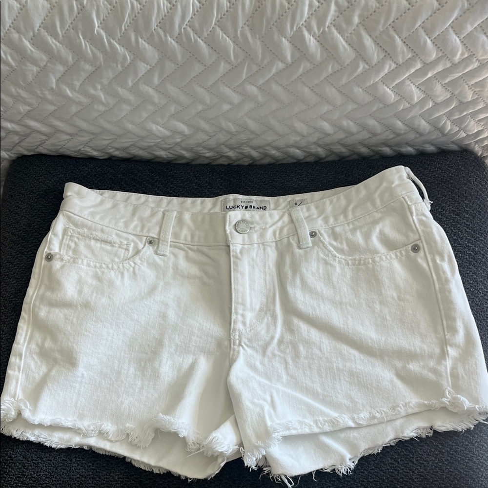 Lucky Brand White Frayed Hem Denim Shorts